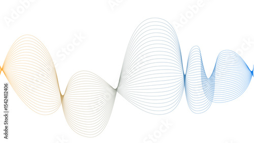 	
Vector curvy abstract line art wavy flowing dynamic blue white background in concept music or sound, wave, wind, information flow	
