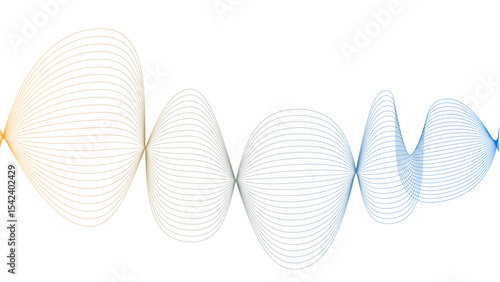 	
Vector curvy abstract line art wavy flowing dynamic blue white background in concept music or sound, wave, wind, information flow	

