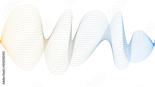 	
Vector curvy abstract line art wavy flowing dynamic blue white background in concept music or sound, wave, wind, information flow	
