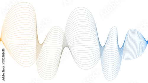 	
Vector curvy abstract line art wavy flowing dynamic blue white background in concept music or sound, wave, wind, information flow	
