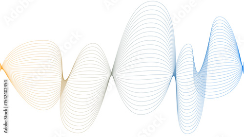 	
Vector curvy abstract line art wavy flowing dynamic blue white background in concept music or sound, wave, wind, information flow	
