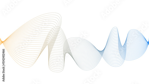 	
Vector curvy abstract line art wavy flowing dynamic blue white background in concept music or sound, wave, wind, information flow	
