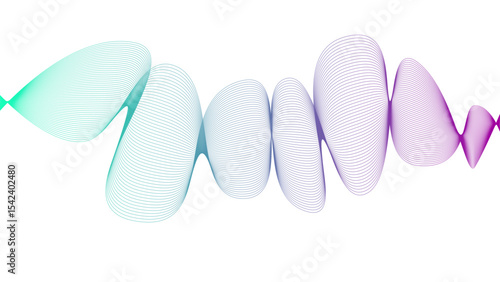 	
Vector curvy abstract line art wavy flowing dynamic blue white background in concept music or sound, wave, wind, information flow	
