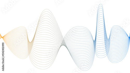 	
Vector curvy abstract line art wavy flowing dynamic blue white background in concept music or sound, wave, wind, information flow	
