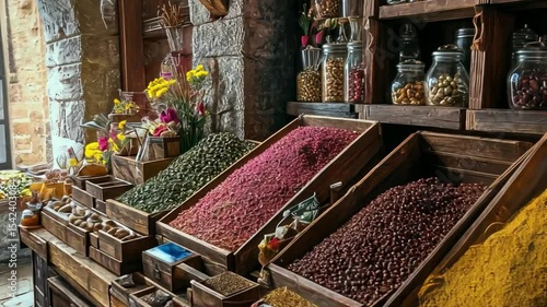 Aromatic Spice Market Stall: Vibrant Colors and Ancient Charm