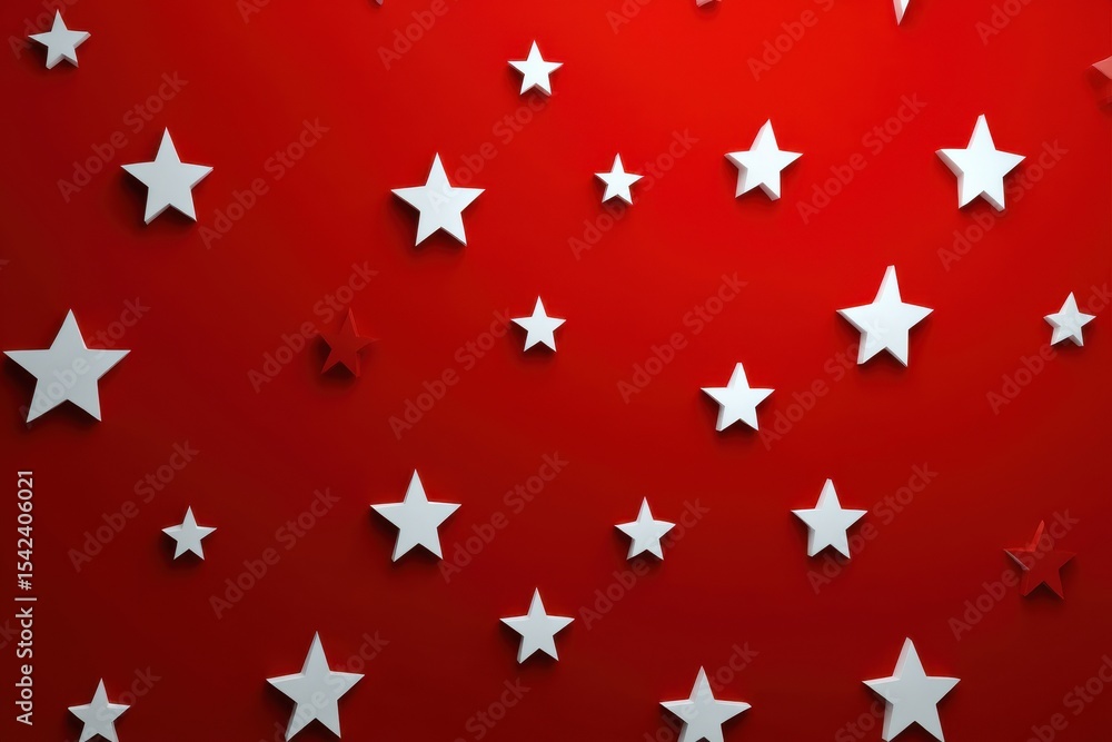 Bright white stars create a stunning display on a vibrant red background in a creative art space Bright white stars create a stunning display on a vibrant red background in a creative art space