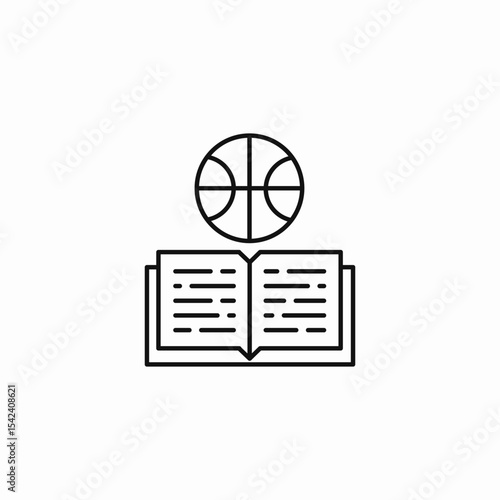 basketball open book learning icon sign vector