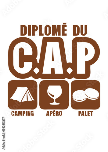 diplome cap camping apero palet humour