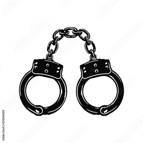 Black handcuff silhouette vector illustration on white background