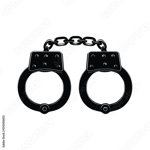 Black handcuff silhouette vector illustration on white background