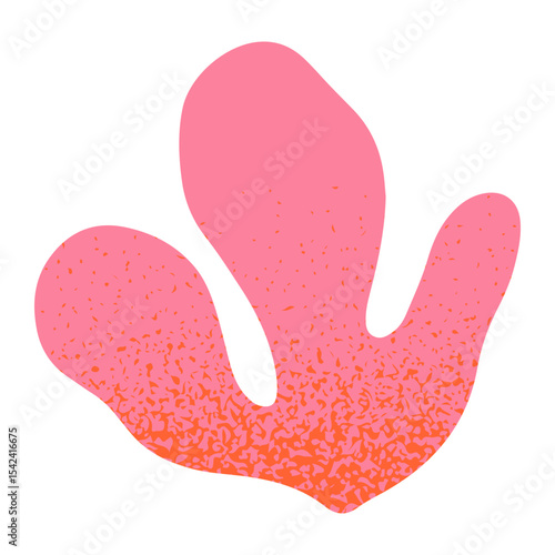 Coral ocean reef illustration.Underwater organic shape.Hand drawn graphic element in naive simple style for banners,smm,branding,packaging,covers,prints.Retro summer tropical symbol