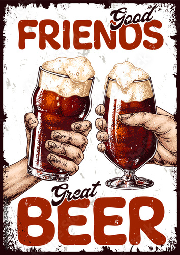 Celebrating friendship with cold beer glasses