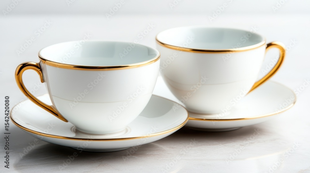 Fototapeta premium These exquisite porcelain cups with elegant gold rims showcase modern craftsmanship and timeless beauty, perfect for elevating any tea or coffee experience.