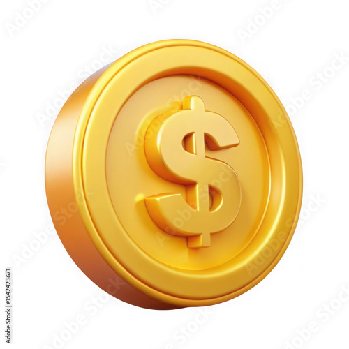 Golden Coin with Dollar Sign 3 D Render gold coin currency