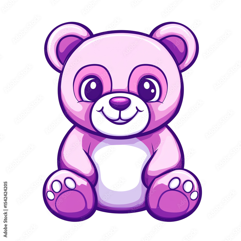 Obraz premium Cute Purple Bear Cub Mascot Logo for Kids Brands