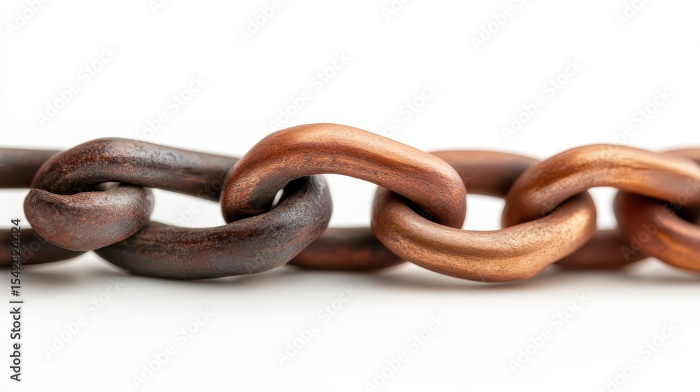 Obraz premium A stunning close-up of interlocking chain links in varying shades of brown, showcasing the rich texture and detail, ideal for discussions about strength and connection.
