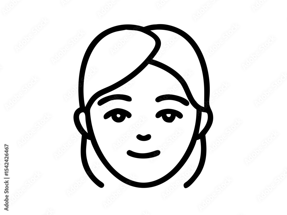 Obraz premium Young Woman Portrait Vector - Elegant Feminine Beauty Illustration with Editable Layers