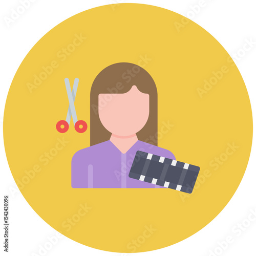 Film Editor Female icon vector image. Can be used for Filmmaking.