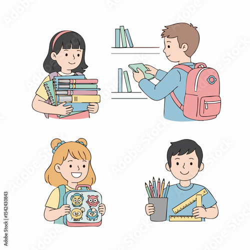 Playful Handdrawn Diverse Children Character Illustrations for Education and Creative Projects