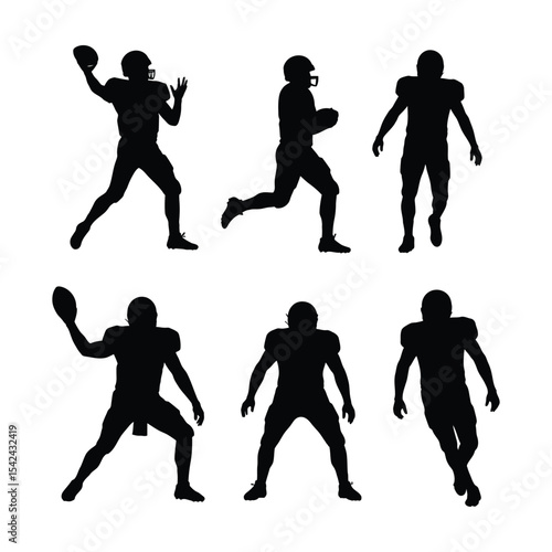 American Football Player Silhouettes Action Poses & Graphic Designs