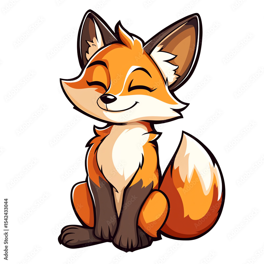Obraz premium Cute Fox Mascot Logo Playful Cartoon Character for Branding