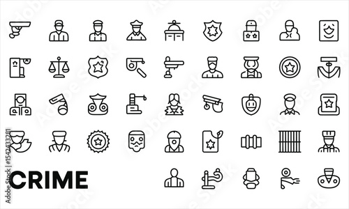 Crime and law enforcement icon set