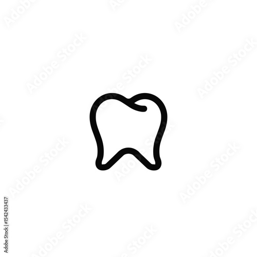 Tooth outline icon in minimalist style on white background  
