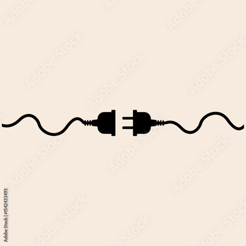 Electric plug and socket icon flat vector design. 