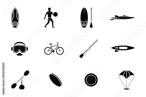 Collection of Water Sports and Outdoor Recreation Icons