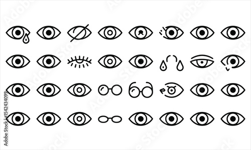 Eye icons set collection various conditions