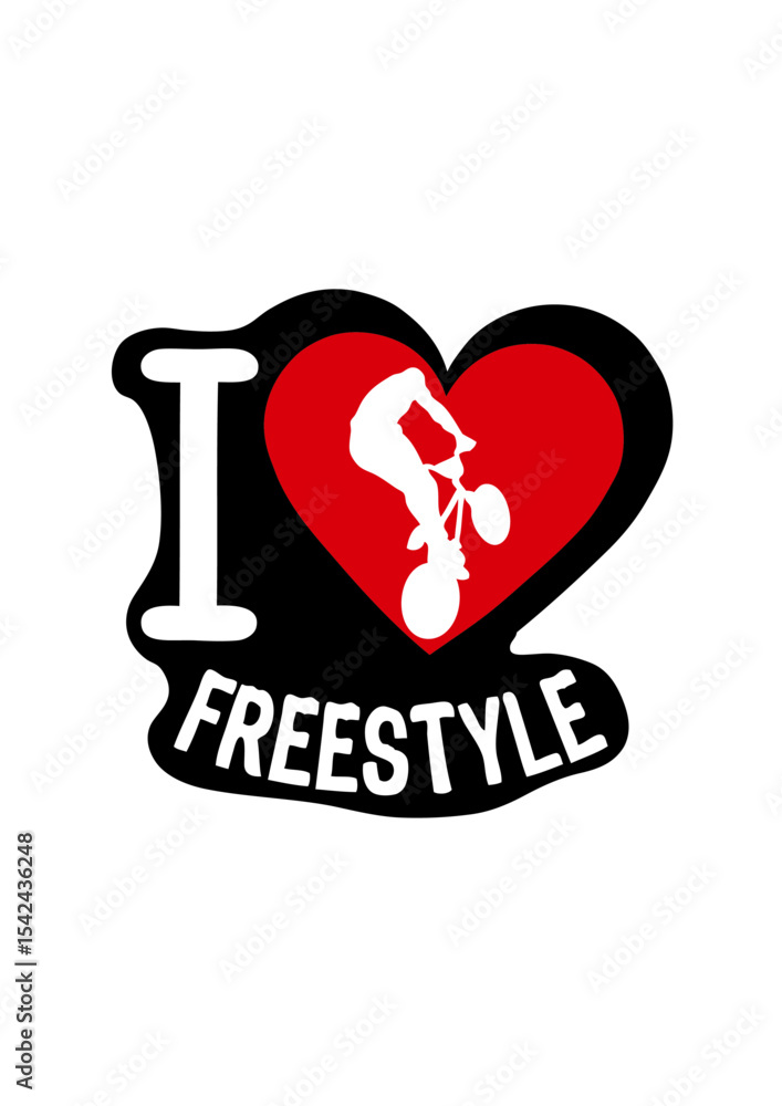 Fototapeta premium i love freestyle bmx velo cross coeur