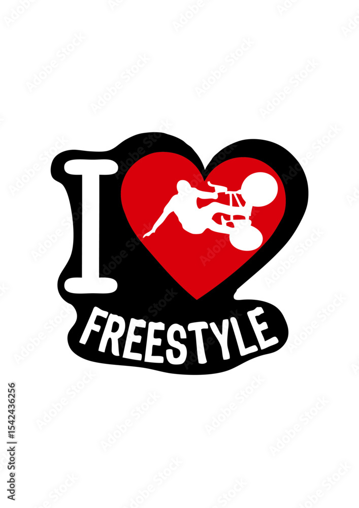 Fototapeta premium i love freestyle bmx velo cross coeur