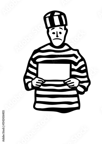 prisonnier pancarte vide homme dessin