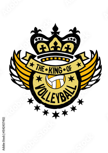 king roi volleyball sport logo aile tampon