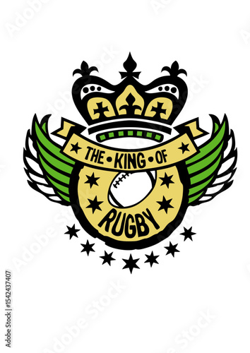 king roi rugby sport logo aile tampon
