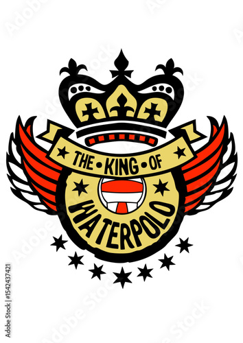 king roi waterpolo sport logo aile tampon