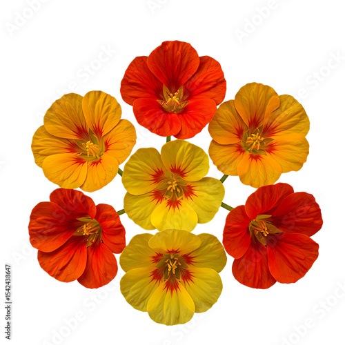 Wallpaper Mural Colorful edible flowers arranged in a circular pattern on white background   Torontodigital.ca