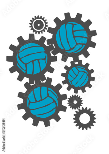 volleyball ou waterpolo engrenage logo club