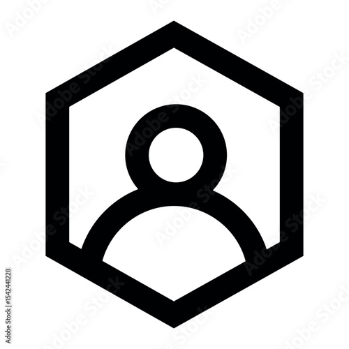 Secure profile icon hexagon user account symbol