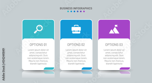 Horizontal progress bar featuring 3 arrow-shaped elements, symbolizing three six stages of business strategy and progression. Clean timeline infographic design template. Vector for presentation