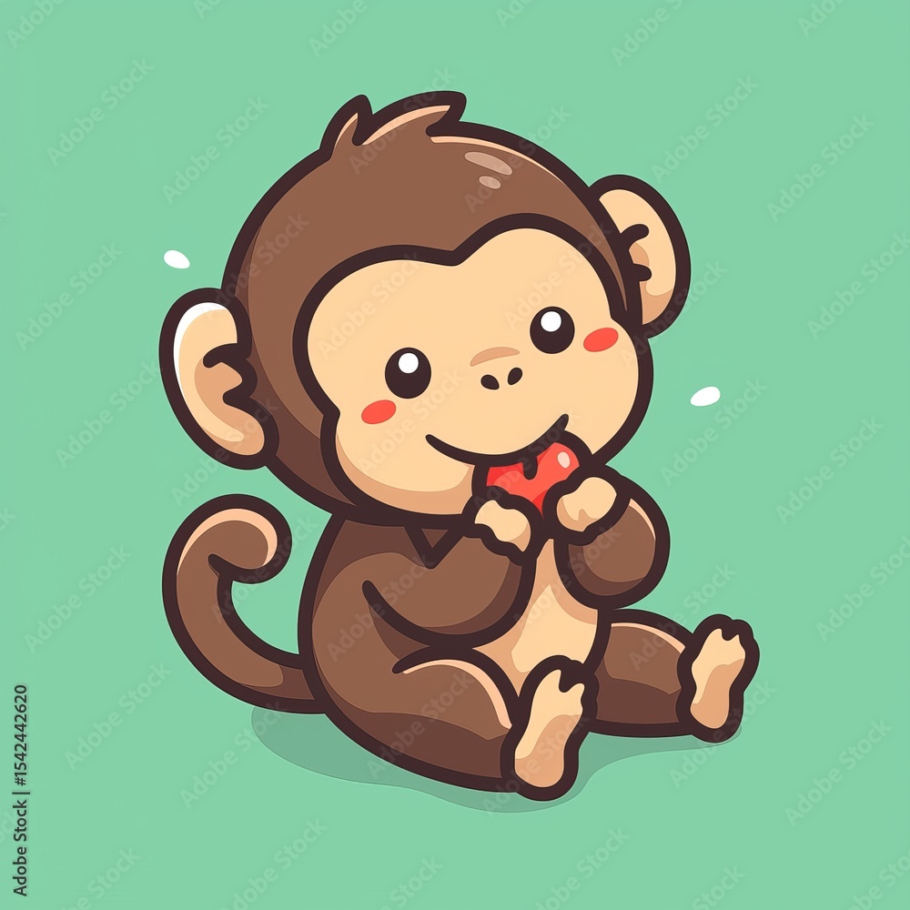 Fototapeta premium Cute Monkey Eating Fruit (7)
