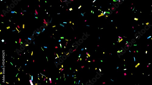 Shiny Metallic Colorful Confetti Falling Seamless Looping Video on Black Background 4K 30 FPS