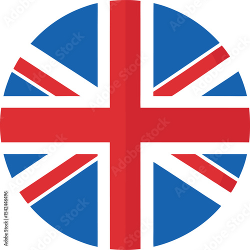 united kingdom flag in a circle, round union jack national symbol vector illustration