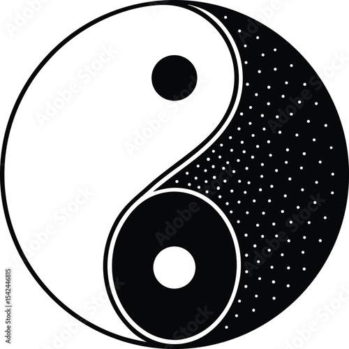 yin yang symbol in a circle, black and white taoist balance vector illustration