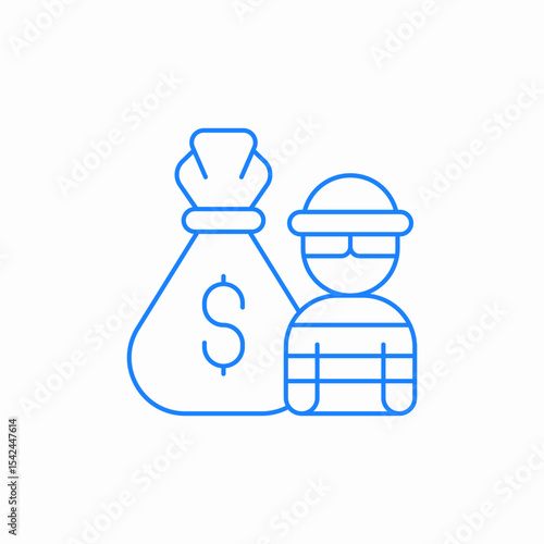 thief money bag icon sign vector