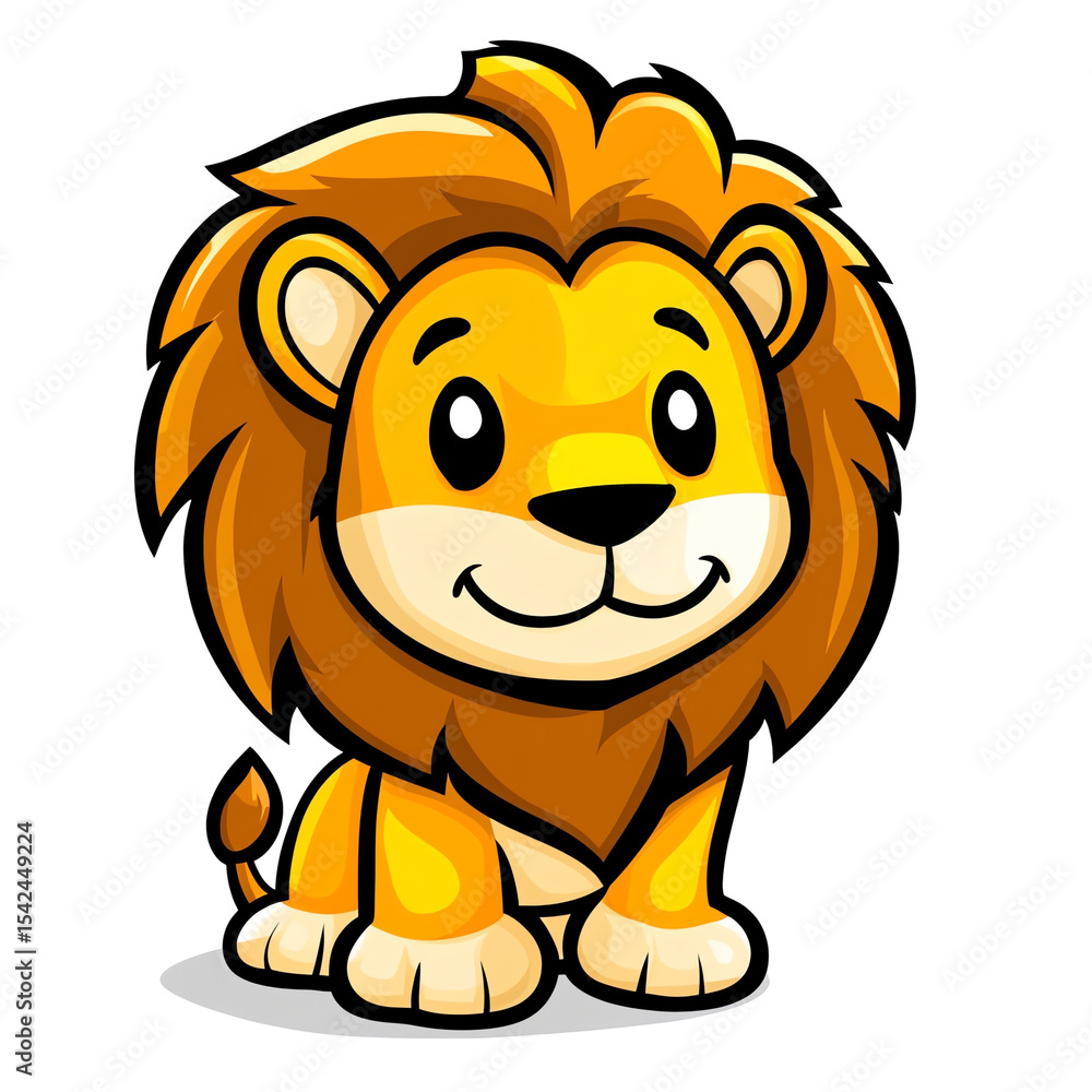 Fototapeta premium Cute Lion Cub Mascot Logo Playful Cartoon Character