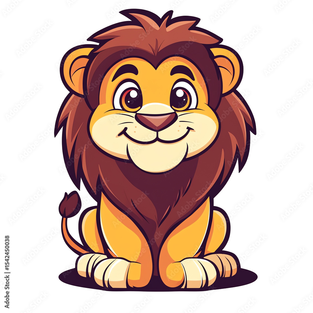 Obraz premium Cute Cartoon Lion Cub Logo Playful Mascot for Kids