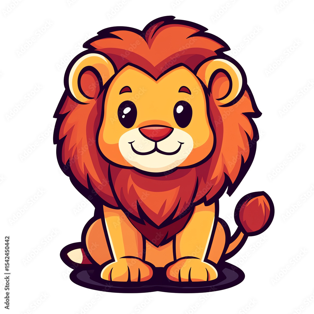 Obraz premium Cute Cartoon Lion Cub Mascot Logo Ideal for Kids' Brands