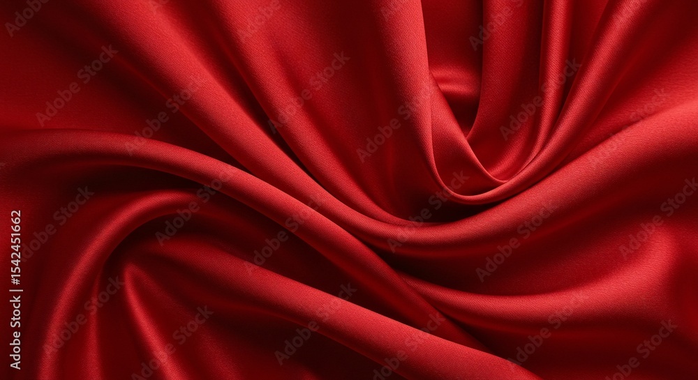 Obraz premium Elegant folds of deep red fabric create a luxurious texture, capturing light and shadow in a dynamic interplay of curves.