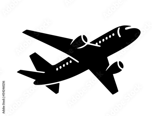 Minimalist Airplane Flying Silhouette – Black SVG Clipart Icon